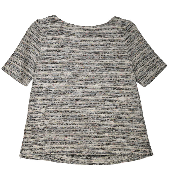 Loft Knit Sweater Women XS Marled Gray Textured Short Sleeve Pullover Scoop Neck - Picture 5 of 6